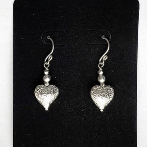 🆕️ .999 Solid Pure Heart & Beads Dangle Earrings